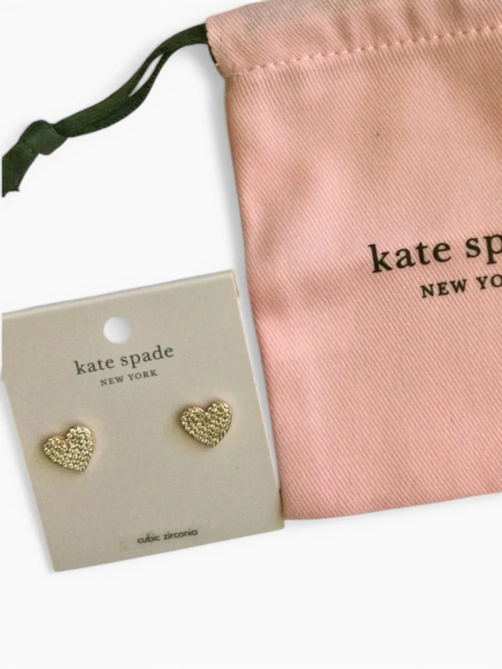 Kate Spade Rose Gold Pavé Heart Stud Earrings – NWT